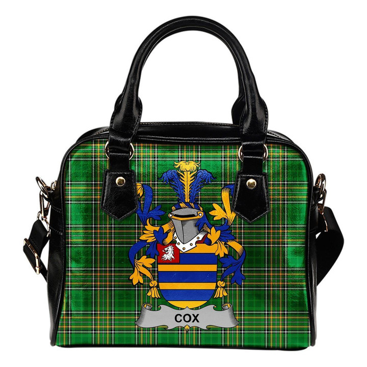 Cox Ireland Shoulder Handbag Irish National Tartan  | Over 1400 Crests | Bags | Water-Resistant PU leather