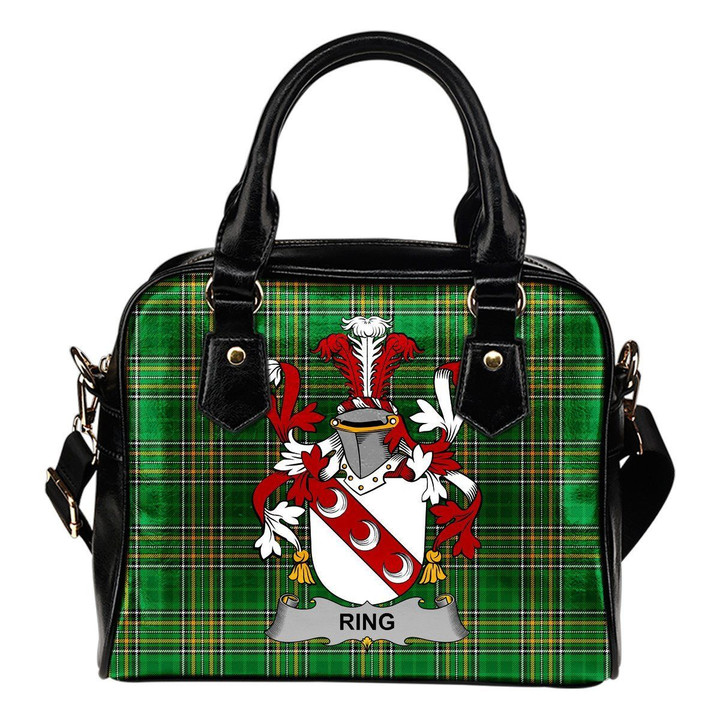 Ring or O'Ring Ireland Shoulder Handbag Irish National Tartan  | Over 1400 Crests | Bags | Water-Resistant PU leather