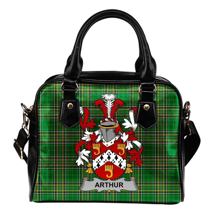 Arthur Ireland Shoulder Handbag Irish National Tartan  | Over 1400 Crests | Bags | Water-Resistant PU leather