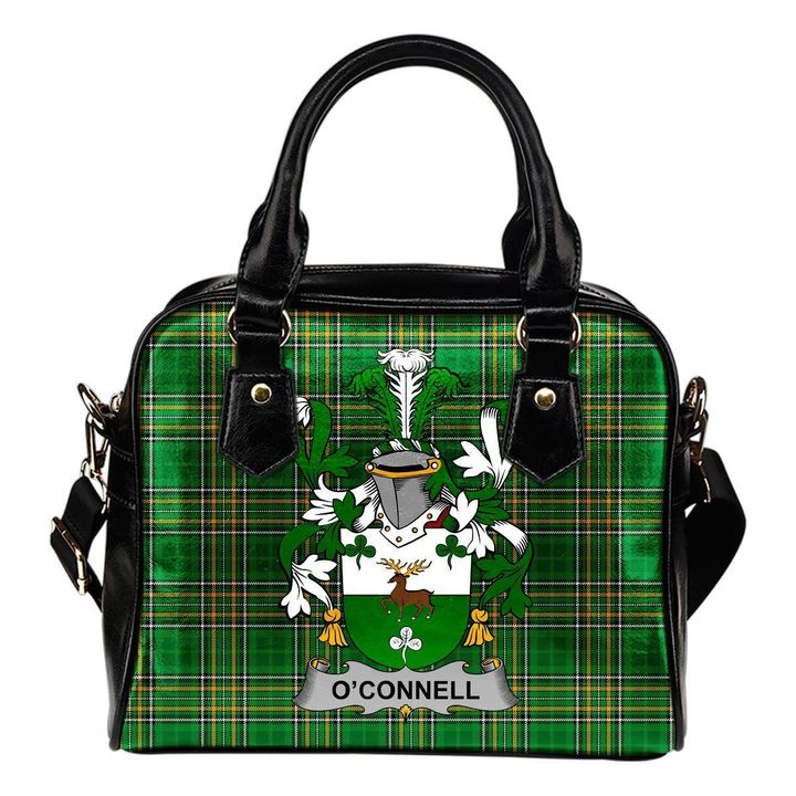 Connell or O'Connell Ireland Shoulder Handbag Irish National Tartan  | Over 1400 Crests | Bags | Water-Resistant PU leather