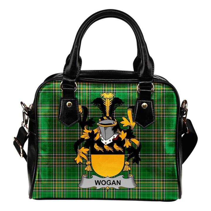 Wogan Ireland Shoulder Handbag Irish National Tartan  | Over 1400 Crests | Bags | Water-Resistant PU leather