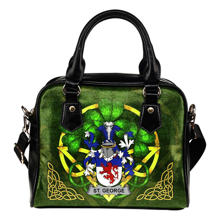 St. George Ireland Shoulder HandBag Celtic Shamrock | Over 1400 Crests | Bags | Premium Quality