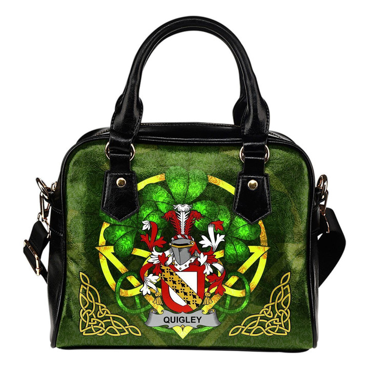 Quigley or O'Quigley Ireland Shoulder HandBag Celtic Shamrock | Over 1400 Crests | Bags | Premium Quality