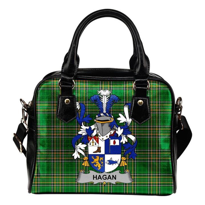 Hagan or O'Hagan Ireland Shoulder Handbag Irish National Tartan  | Over 1400 Crests | Bags | Water-Resistant PU leather