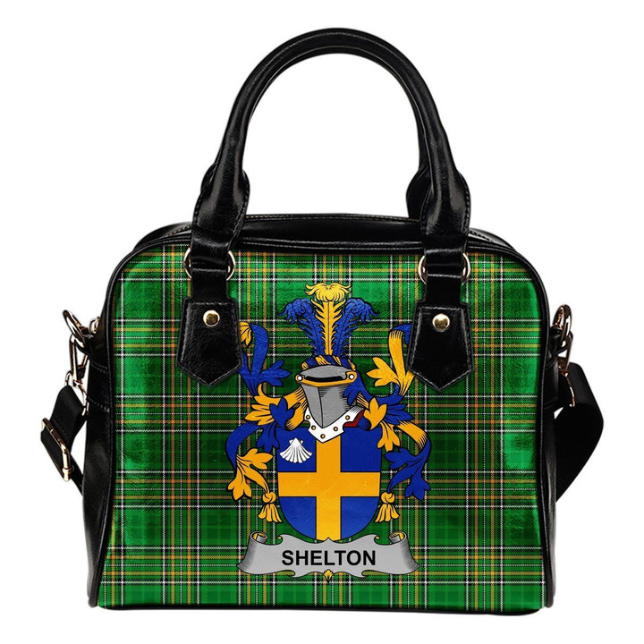 Shelton Ireland Shoulder Handbag Irish National Tartan  | Over 1400 Crests | Bags | Water-Resistant PU leather