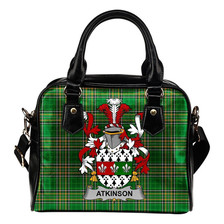Atkinson Ireland Shoulder Handbag Irish National Tartan  | Over 1400 Crests | Bags | Water-Resistant PU leather