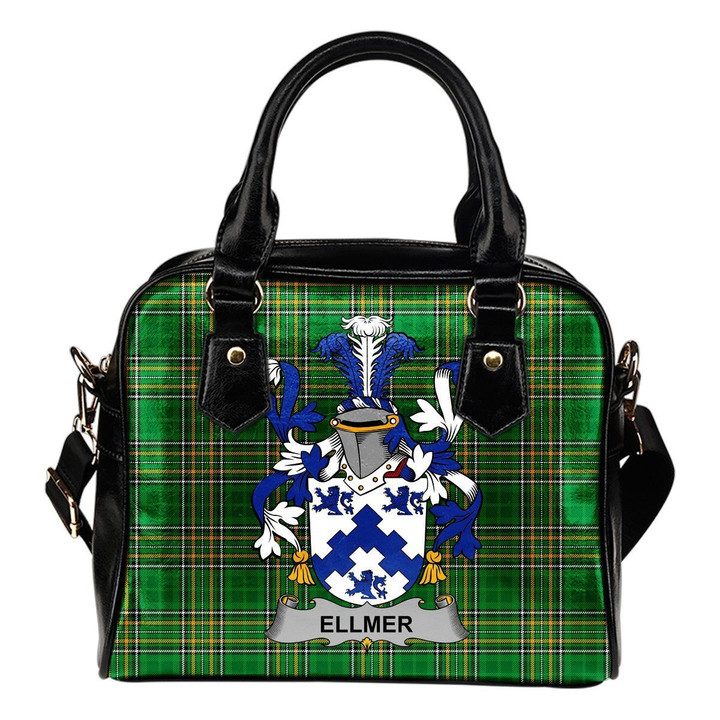 Ellmer Ireland Shoulder Handbag Irish National Tartan  | Over 1400 Crests | Bags | Water-Resistant PU leather