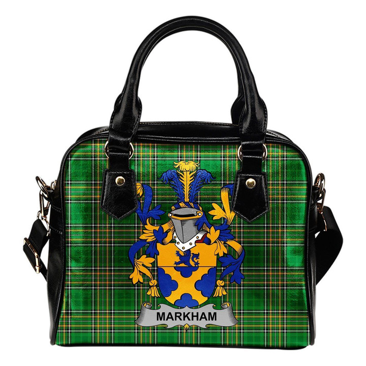 Markham Ireland Shoulder Handbag Irish National Tartan  | Over 1400 Crests | Bags | Water-Resistant PU leather