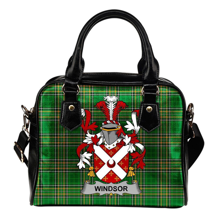Windsor Ireland Shoulder Handbag Irish National Tartan  | Over 1400 Crests | Bags | Water-Resistant PU leather