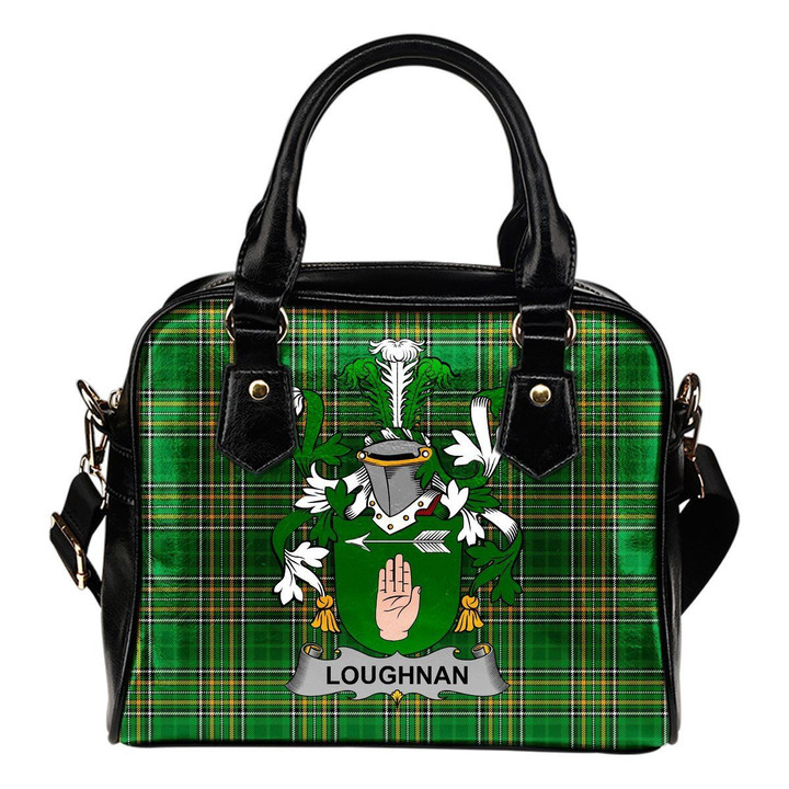 Loughnan or O'Loughnan Ireland Shoulder Handbag Irish National Tartan  | Over 1400 Crests | Bags | Water-Resistant PU leather