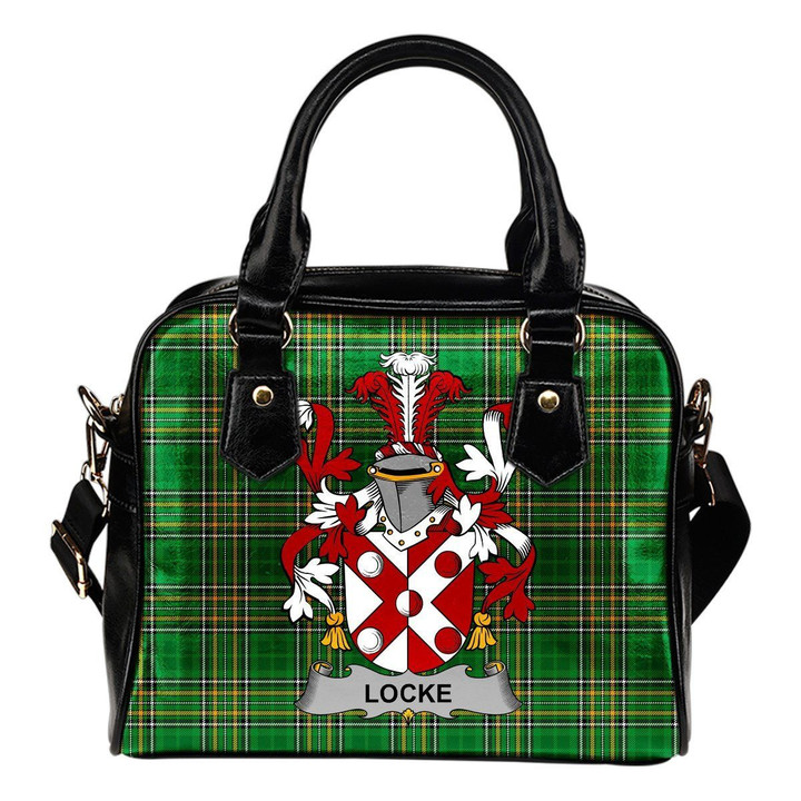 Locke Ireland Shoulder Handbag Irish National Tartan  | Over 1400 Crests | Bags | Water-Resistant PU leather