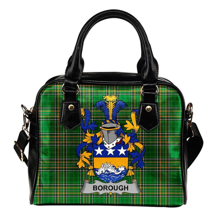 Borough Ireland Shoulder Handbag Irish National Tartan  | Over 1400 Crests | Bags | Water-Resistant PU leather