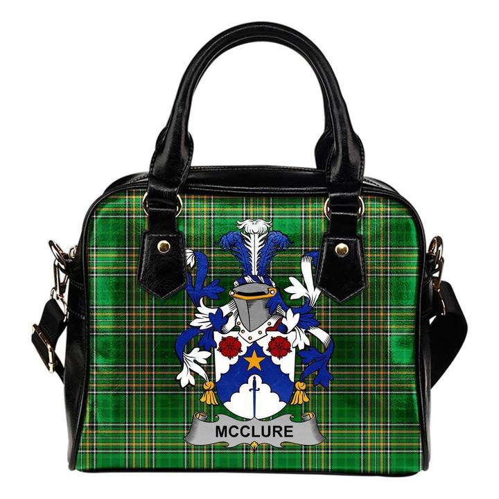 McClure Ireland Shoulder Handbag Irish National Tartan  | Over 1400 Crests | Bags | Water-Resistant PU leather