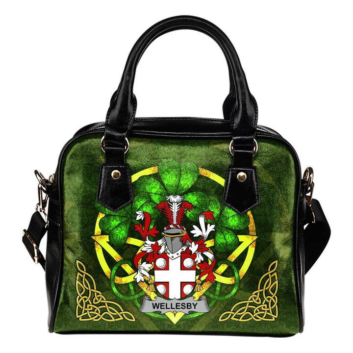 Wellesby Ireland Shoulder HandBag Celtic Shamrock | Over 1400 Crests | Bags | Premium Quality