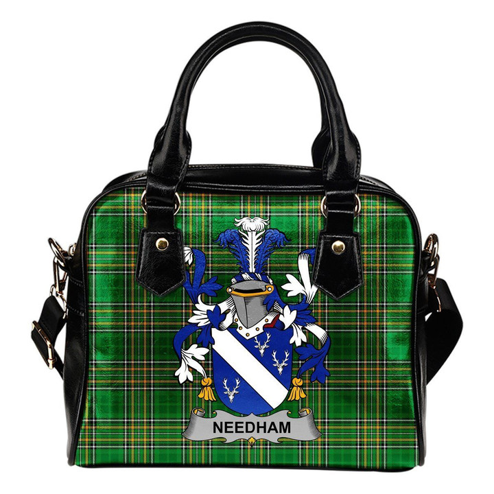 Needham or O'Nee Ireland Shoulder Handbag Irish National Tartan  | Over 1400 Crests | Bags | Water-Resistant PU leather