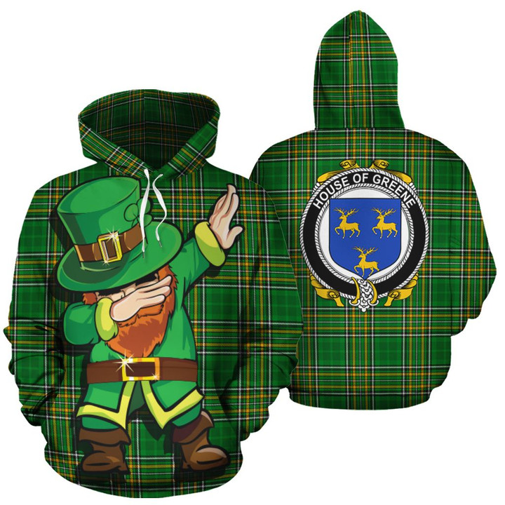 Greene Family Crest Ireland Dabbing St Patrick's Day National Tartan