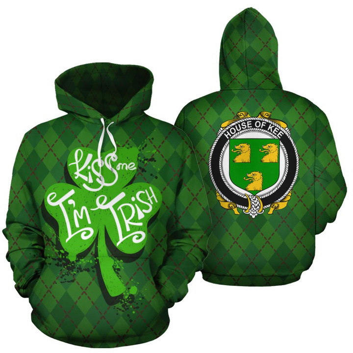 Kee Family Crest Ireland St Patrick's Day National Tartan Kiss Me I'm Irish