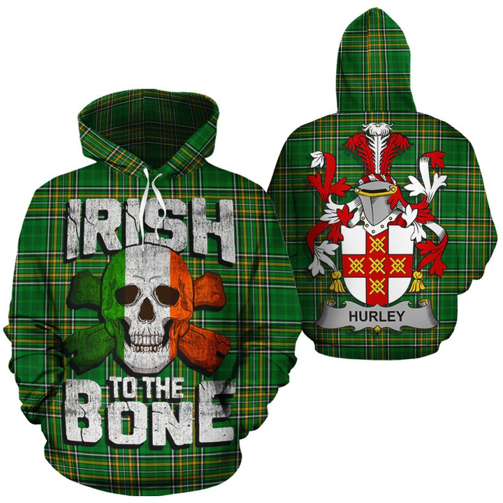 Hurley Family Crest Ireland National Tartan Irish To The Bone Hoodie