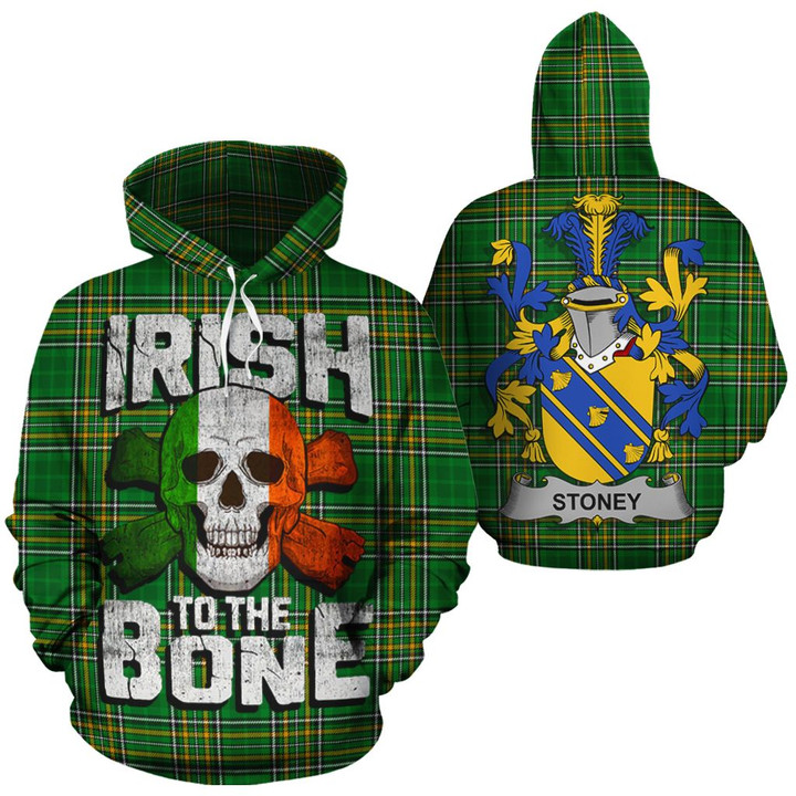 Stoney Family Crest Ireland National Tartan Irish To The Bone Hoodie