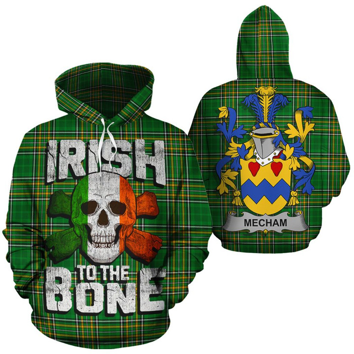 Mecham Family Crest Ireland National Tartan Irish To The Bone Hoodie