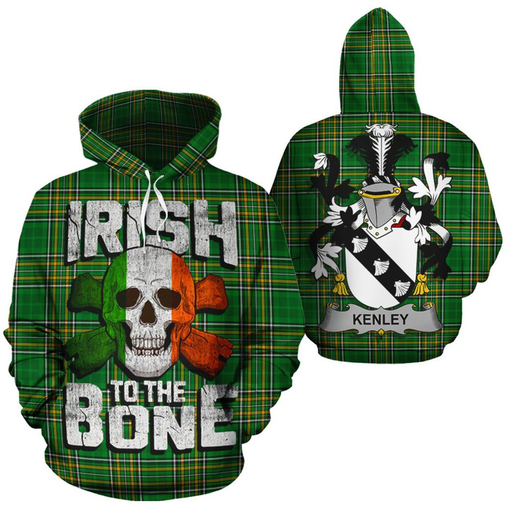 Kenley Family Crest Ireland National Tartan Irish To The Bone Hoodie