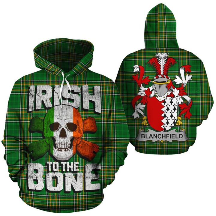 Blanchfield Family Crest Ireland National Tartan Irish To The Bone Hoodie