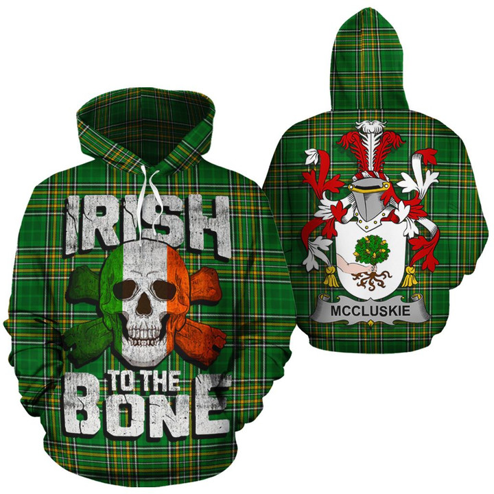 McCluskie Family Crest Ireland National Tartan Irish To The Bone Hoodie