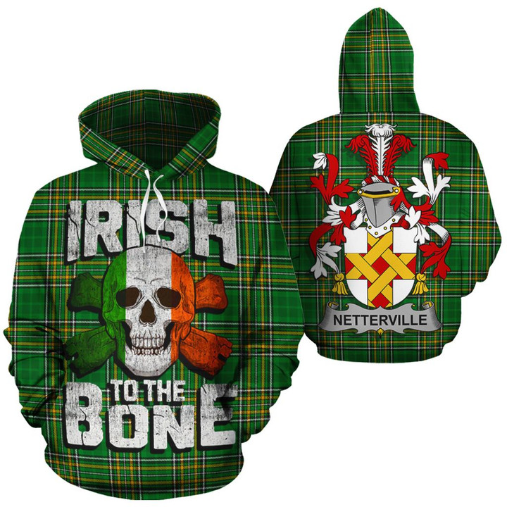Netterville Family Crest Ireland National Tartan Irish To The Bone Hoodie