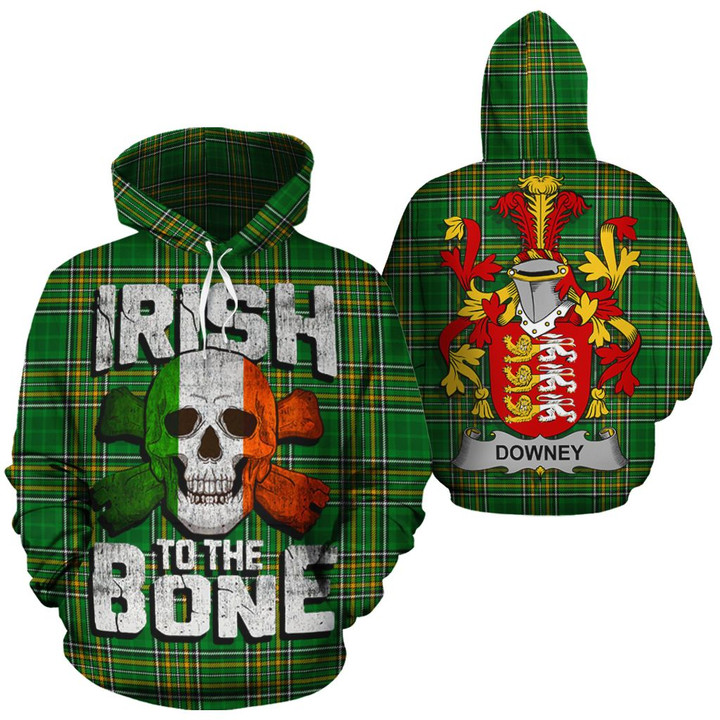 Downey Family Crest Ireland National Tartan Irish To The Bone Hoodie