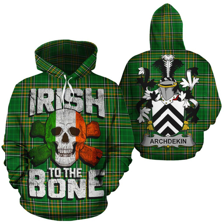 Archdekin Family Crest Ireland National Tartan Irish To The Bone Hoodie