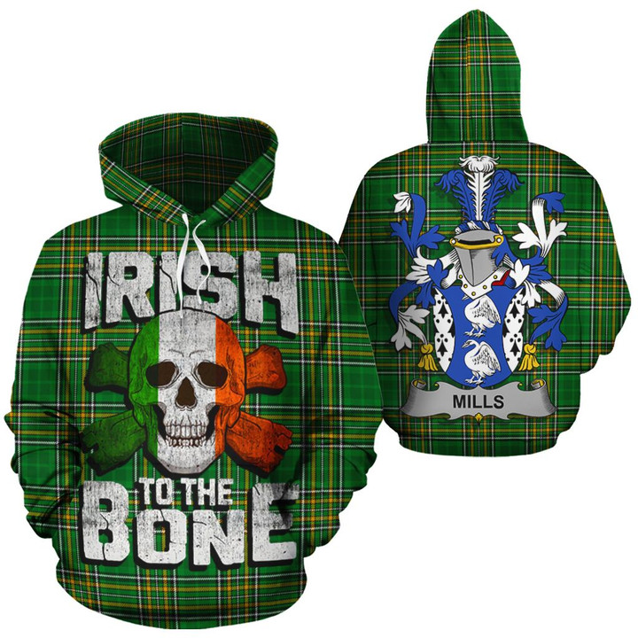 Mills Family Crest Ireland National Tartan Irish To The Bone Hoodie
