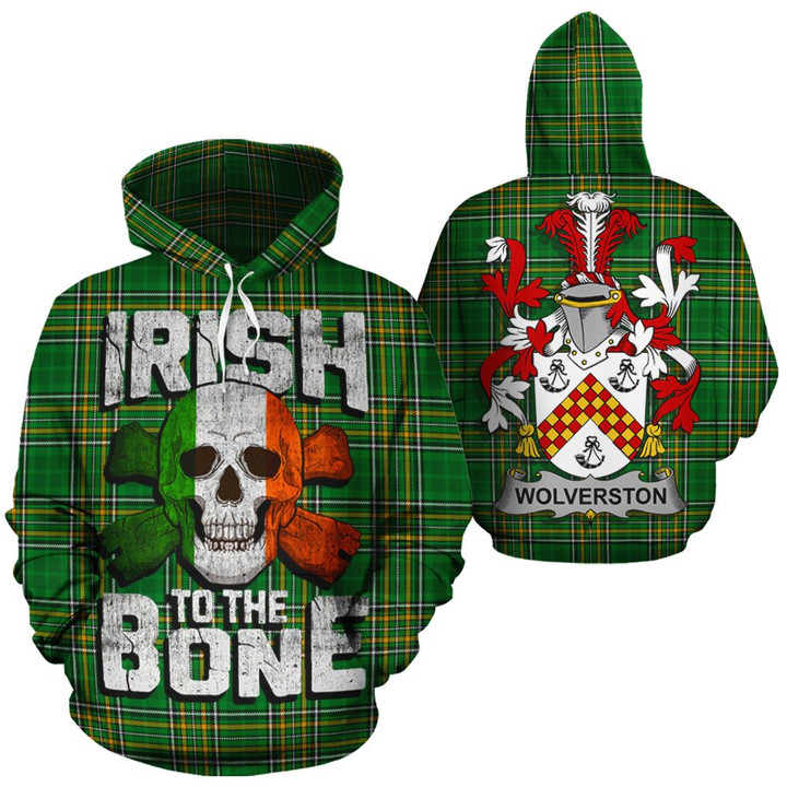 Wolverston Family Crest Ireland National Tartan Irish To The Bone Hoodie