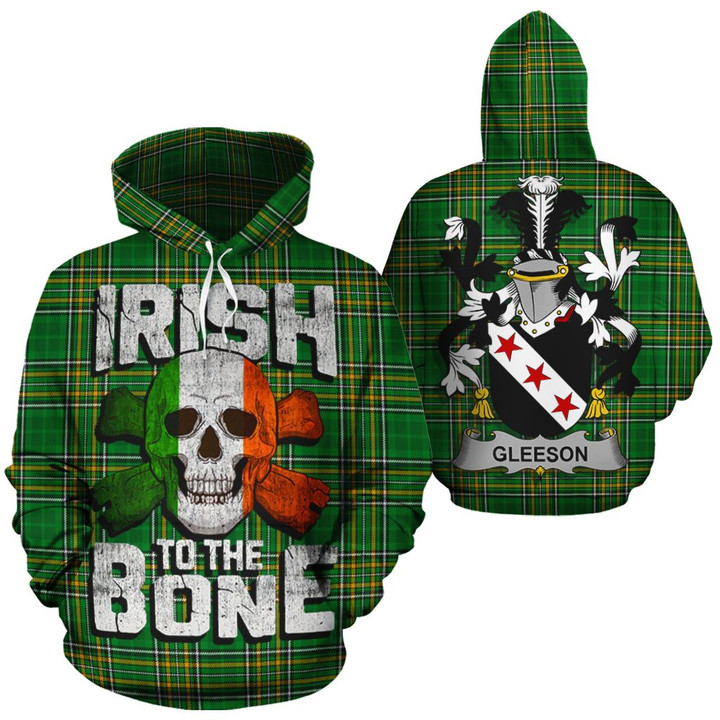 Gleeson Family Crest Ireland National Tartan Irish To The Bone Hoodie