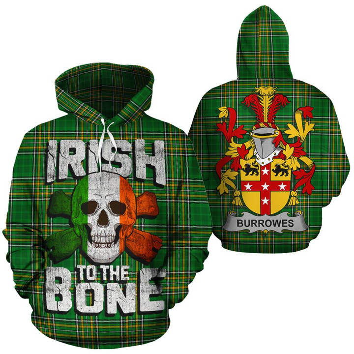 Burrowes Family Crest Ireland National Tartan Irish To The Bone Hoodie