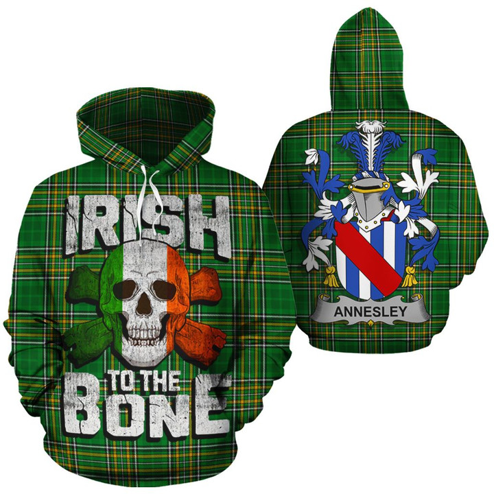 Annesley Family Crest Ireland National Tartan Irish To The Bone Hoodie