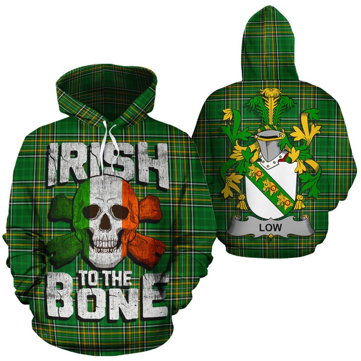 Low Family Crest Ireland National Tartan Irish To The Bone Hoodie