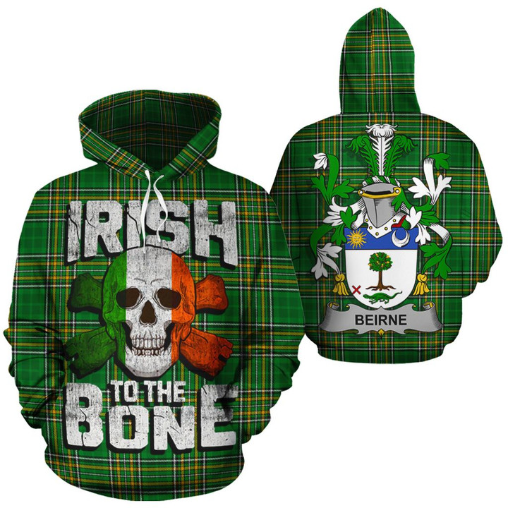 Beirne Family Crest Ireland National Tartan Irish To The Bone Hoodie
