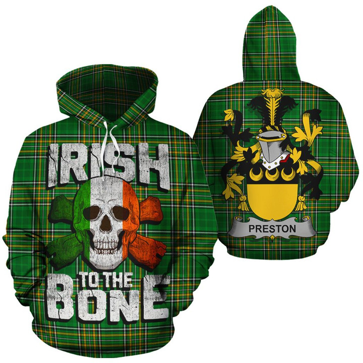 Preston Family Crest Ireland National Tartan Irish To The Bone Hoodie