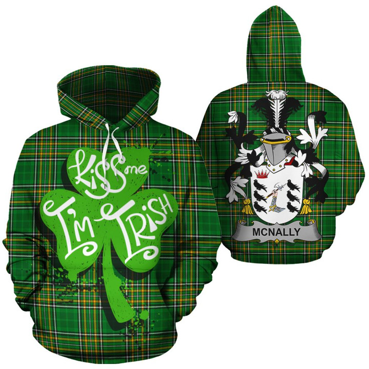 McNally Family Crest Ireland National Tartan Kiss Me I'm Irish Hoodie