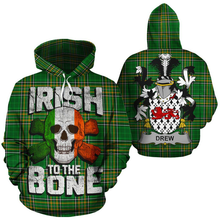 Drew Family Crest Ireland National Tartan Irish To The Bone Hoodie
