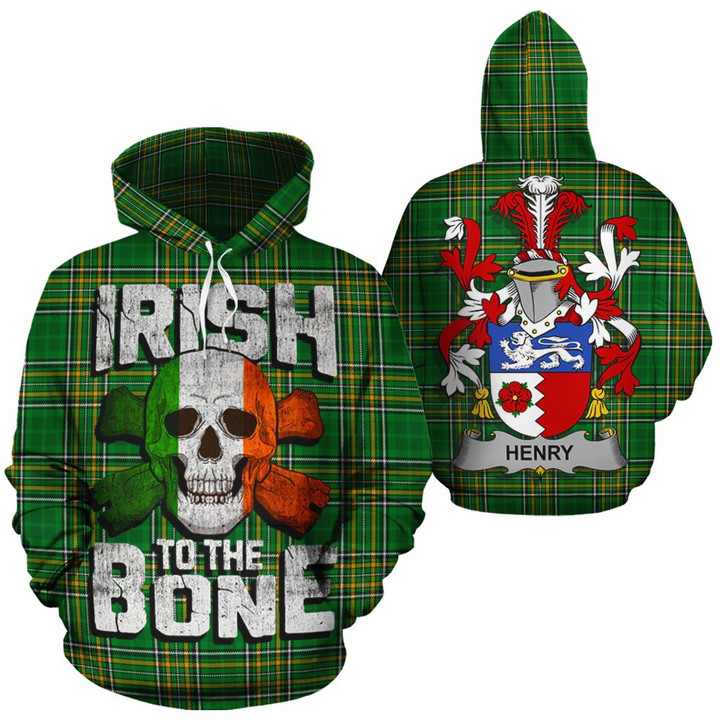 Henry Family Crest Ireland National Tartan Irish To The Bone Hoodie