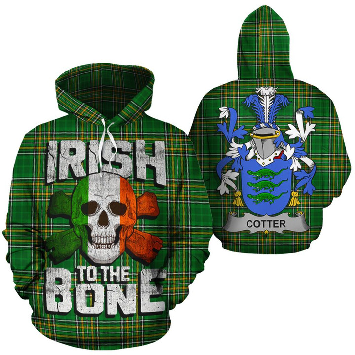 Cotter Family Crest Ireland National Tartan Irish To The Bone Hoodie