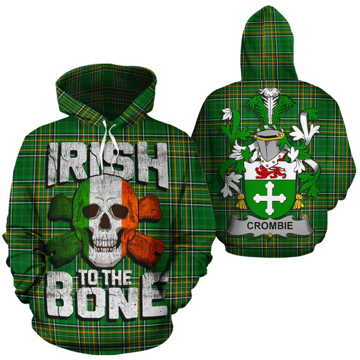 Crombie Family Crest Ireland National Tartan Irish To The Bone Hoodie