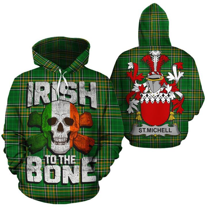 St.Michell Family Crest Ireland National Tartan Irish To The Bone Hoodie