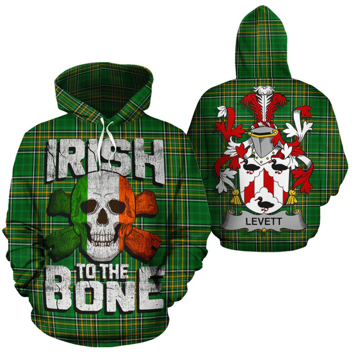 Levett Family Crest Ireland National Tartan Irish To The Bone Hoodie