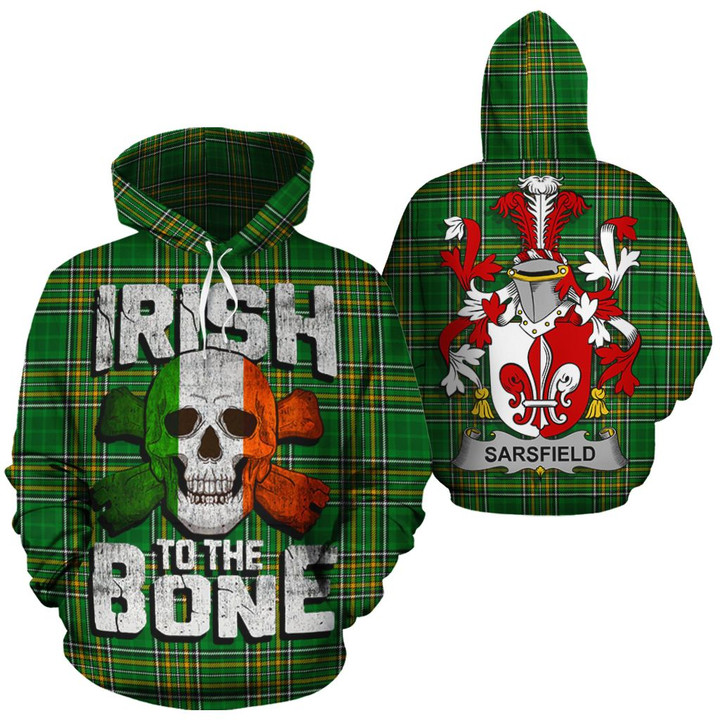 Sarsfield Family Crest Ireland National Tartan Irish To The Bone Hoodie