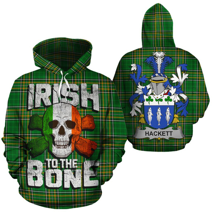 Hackett Family Crest Ireland National Tartan Irish To The Bone Hoodie