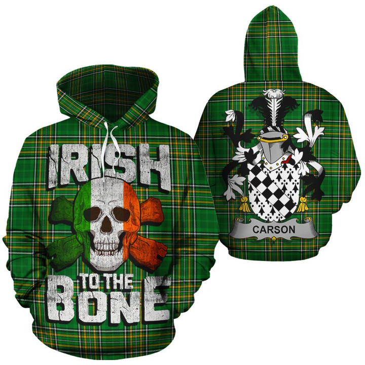 Carson Family Crest Ireland National Tartan Irish To The Bone Hoodie