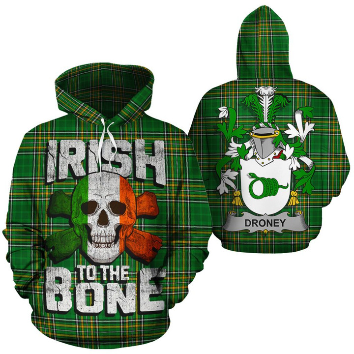 Droney Family Crest Ireland National Tartan Irish To The Bone Hoodie