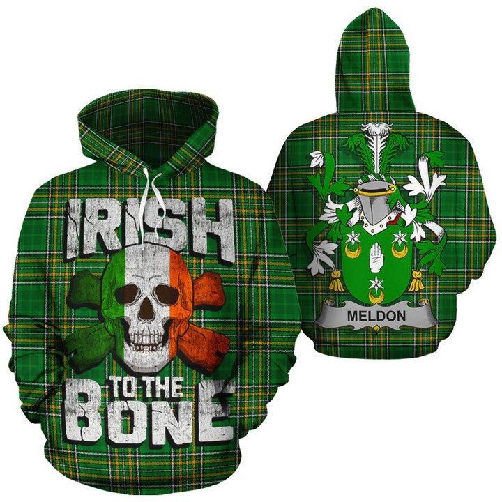 Meldon Family Crest Ireland National Tartan Irish To The Bone Hoodie
